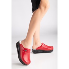 Arel Medikal Ortopedik Doktor ve Hemşire Terliği Kadın Sabo Terlik Kırmızı – Kaymaz Tabanlı Konforlu Sağlık Personeli Terliği