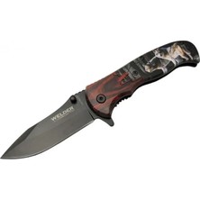 AyrStore Buğz Kurtlu Çakı 20 cm Yarı Otomatik , Kemerlikli