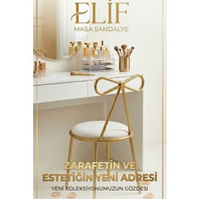 Fiyonk Detaylı Gold Sandalye – Makyaj Masası & Yatak Odası Için Premium Tasarım