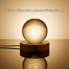 Buyx Kristal Gezegen Küre Ahşap Tabanlı USB Işıklı Gece Lambası - BU002T-7GKBV7