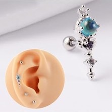 Berry Store Mıth Sb Takı Cerrahi Çelik Tragus Piercing, 1.2mm Bar Kalınlığı, 316L Paslanmaz Çelik, Gümüş Renk, Tekli