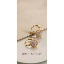 Dizay Concept 14k Altın Renkli Xupıng Zirkon Taşlı Bayan Top Küpe