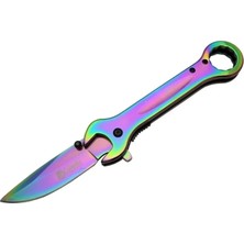 AyrStore Buğz 8000A Anahtar Görünümlü Renkli Kamp Çakı 19 cm - Otomatik, Metal Sap