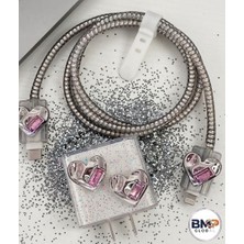 BMP GLOBAL Gri Kalpli Figürlü Kablo Koruyucu ve Adaptör Koruma Seti 18W/20W Typce-C