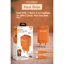 Azurtech FC65 45W Gan Hızlı Şarj Aleti 2x Usb-C Pd Type-C Çıkışlı 1m C To C Kablolu Süper Hızlı Şarj Adaptörü