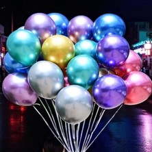 Kuzey Oyuncak 432 Adet Renkli Krom Balon Aynalı Balon Parlak Metalik Balon Krom Renkli Balon Vıp Süsleme Balonu
