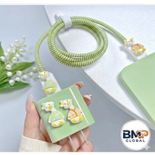 BMP GLOBAL Yeşil Ördek Figürlü Kablo Koruyucu ve Adaptör Koruma Seti 18W/20W Typce-C
