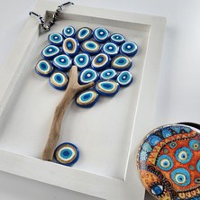 Nart Handicraft Nazar Boncuklu Ev Hediyesi | El Yapımı Dekoratif Masa ve Duvar Dekoru | Ahşap ve Taş Tablo | Oculis