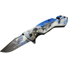 Epilons 4 23 4 Air Force Kurtarma / Kamp Çakı 20CM - Yarı Otomatik, Kemerlikli, Cam Kırma ve Ip Kesme Atlı