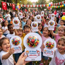 Atölye Mila 23 Nisan Gülen Yüz Çocuklu Şeker, Çikolata Kutusu Konsept Hediyelik 10'lu