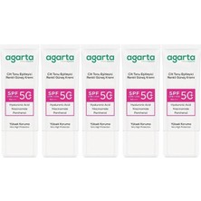 Agarta Cilt Tonu Eşitleyici Renkli Kapatıcı Etkili Spf+50 Faktör Güneş Kremi 50 ml (5 Li Set)