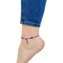 Atölye Merdiven Ametist Taşlı 2'li Sallantılı Halhal Kombin Kiraz Halhal