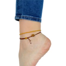 Atölye Merdiven Kaplangözü Taşlı 2'li Kahverengi Sallantılı Halhal Kombin Kiraz Halhal