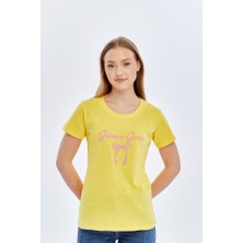 Trender Kurdele O Yaka Kadın T-Shirt Gilmore Açık Sarı
