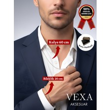 Vexa Aksesuar Ithal Premium 3 mm Kararmaz Örme Çelik Kolye ve Bileklik Set - Kutulu ve Hediyeli Ürün