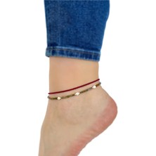 Atölye Merdiven Camie Halhal Unakit Taşı ve Inci 925 Ayar Gümüş Uzatma Şık ve Günlük Halhal Gümüş Inci Halhal