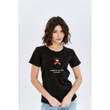 Trender Dancer O Yaka Kadın T-Shirt Pretty Siyah