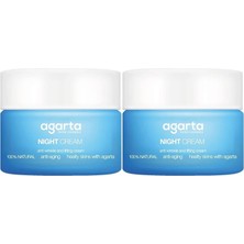 Agarta Doğal Yaşlanma Karşıtı Anti-Age Gece Kremi Su Bazlı 50ML (Kırışıklık/sıkılaştırıcı) (2li Set)