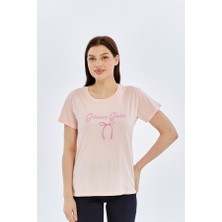 Trender Kurdele O Yaka Kadın T-Shirt Gilmore Toz Pembe