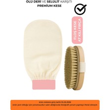 Hızlı Çeyiz Ekru Banyo Duş Kesesi Peeling Eldiveni %100 Floş Ipek & Doğal At Kılı Selülit Fırçası