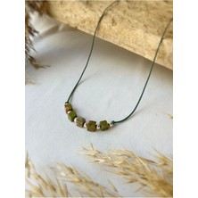 Atölye Merdiven Unakit Taşlı 925 Gümüş Detaylı Minimal Ip Kolye