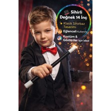 Toyfest Sihirli Değnek 35 cm Siyah Beyaz Plastik Sihirbaz Gösteri Çubuğu Parti Kostüm Oyuncak Aksesuar Seti