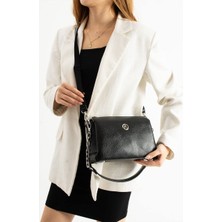 Özbu Kadın Zincir Askılı Omuz Çapraz Çanta 3 Bölmeli Yumuşak Deri Şık Günlük Kullanım