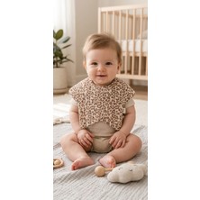 O&g Collection 2'li Yıldız Leopar - Bej %100 Pamuklu 8 Katlı Müslin Bebek Salya Önlüğü /nikel Free Çıt