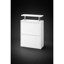 Moemi 2'li Metal Ayakkabılık Kapaklı Raflı /beyaz Ayakkabılık (Tablalı)/ofis/ Dar Alan/antrasit Tablalı