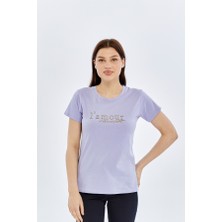 Trender Yazılı O Yaka Kadın T-Shirt L'mour Lila