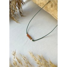 Atölye Merdiven Unakit Taşlı 925 Gümüş Detaylı Minimal Ip Kolye