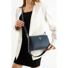 Özbu Kadın Zincir Askılı Omuz Çapraz Çanta 3 Bölmeli Yumuşak Deri Şık Günlük Kullanım