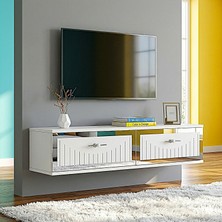 Yumedi Design TDA1206BS -Kerem Duvara Montaj Tv Stand , Tv Sehpası 120CM Beyaz-Silver