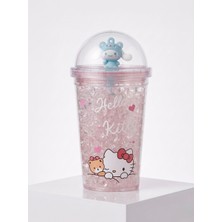 Aşkana Hello Kitty FIGÜRLÜ,450 Ml,kristal Buz Dolgulu Bardak,bpa Free,sızdırmaz Kapaklı,pipetli Suluk,matara