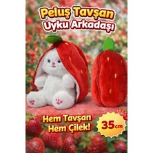 Aksoy Toys Hem Tavşan Hem Çilek Olan Yumuşacık Uyku Arkadaşı Tavşan Peluş 35 cm