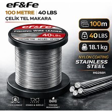 Effe HG2501 Çelik Tel Makara 100M 40LBS 18.1kg Nylon Coating Stainless Steel
