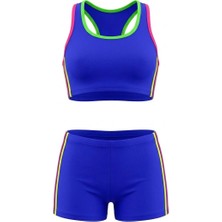 Endeep Kız Çocuk Mavi-Sarı Bustiyer Şortlu Yüzücü Mayo Bikini Takımı