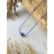 Atölye Merdiven Lapis Lazuli 925 Gümüş Detaylı Minimaal Ip Kolye