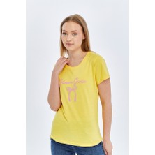 Trender Kurdele O Yaka Kadın T-Shirt Gilmore Açık Sarı
