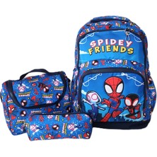 Alanç Gift 3'lü Set Erkek Çocuk Ortopedik Ilkokul Çantası Kalemlik Termal Beslenme Çantalı Sırt Çantası