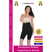 Carlburn #korse Vücut Bel Popo Şekillendiren Sıkılaştırıcı Fermuarlı Paçalı Klasik Toparlayıcı Korse - 2 Adet