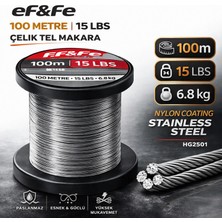 Effe HG2501 Çelik Tel Makara 100M 15LBS 6.8kg Nylon Coating Stainless Steel