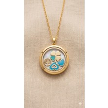 C&On Design Şans Kolyesi - Hayat Ağacı, Yonca ve Kalp Figürlü Madalyon