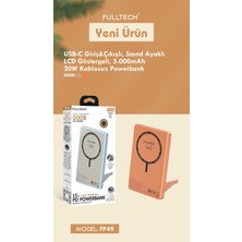 Azurtech Fulltech FP49 5000MAH Powerbank 20W Pd Kablosuz Şarj Standlı LCD Göstergeli Usb-C Giriş/çıkışlı Taşınabilir Şarj Cihazı