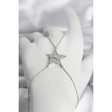 Store Mania Ieg™ Pirinç Gümüş Renk Zirkon Taşlı Yıldız Model Kadın Şahmeran - TJ-SN758