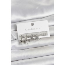Getittir 316L Çelik Gümüş Renk Kadın Küpe Seti - Lisinya