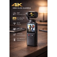 Yellowtech 4K Ultra Hd Mini Vlog Kamera Wifi 180° Döner Lens 1.69” Dokunmatik Ekran Stabilizasyon