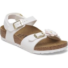 Birkenstock Kız Çocuk Rio Çiçekli Sandalet - Beyaz