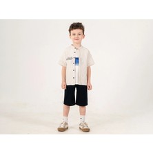 Lessotto Hakim Yaka Lacivert Gömlekli Şortlu Üçlü Erkek Takım