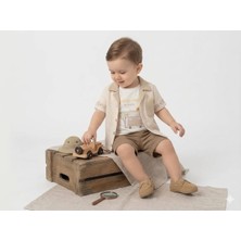 Bebiço Cepli Gömlekli Bej Üçlü Erkek Bebek Takım